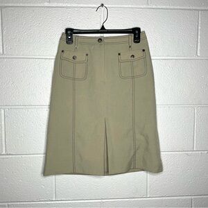 < Vintage Conrad C Beige Contrast Stitch Skirt >